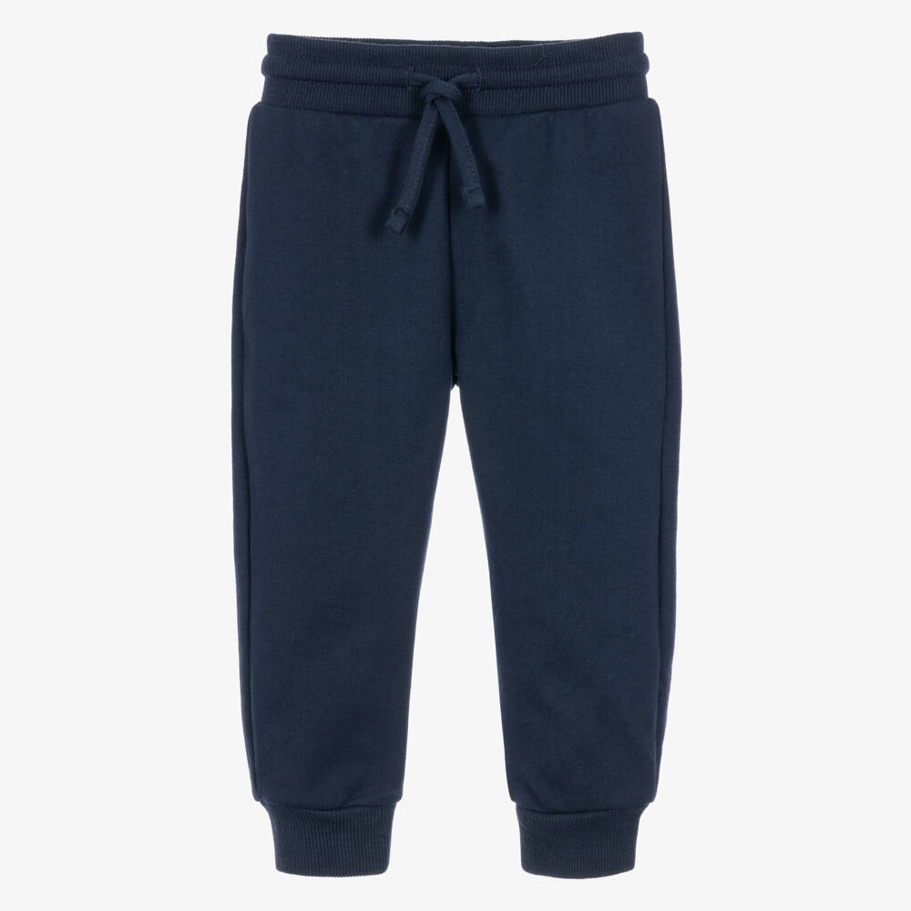 Mayoral-Boys Navy Blue Jersey Drawstring Joggers | Childrensalon
