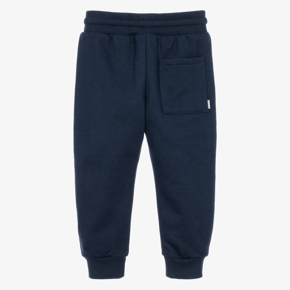 Mayoral-Boys Navy Blue Jersey Drawstring Joggers | Childrensalon