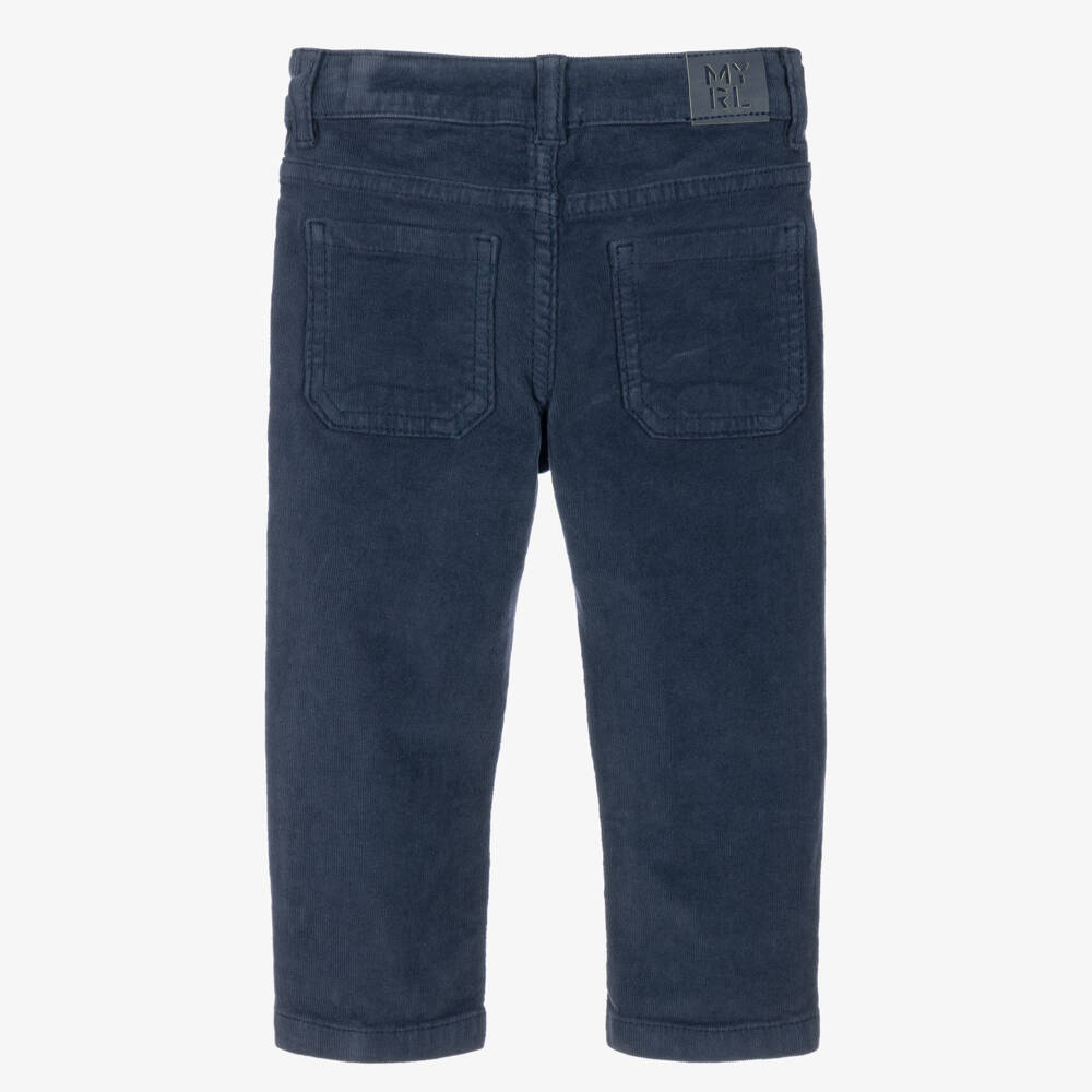 Mayoral-Boys Navy Blue Needlecord Trousers | Childrensalon