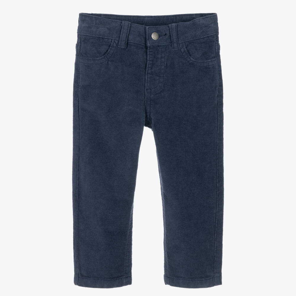 Mayoral-Boys Navy Blue Needlecord Trousers | Childrensalon
