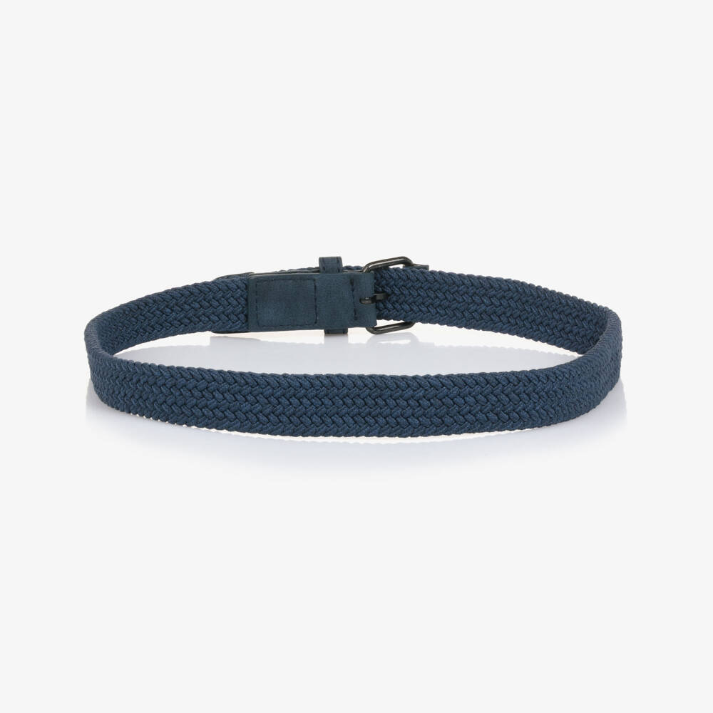 Mayoral-Boys Navy Blue Plaited Buckle Belt | Childrensalon
