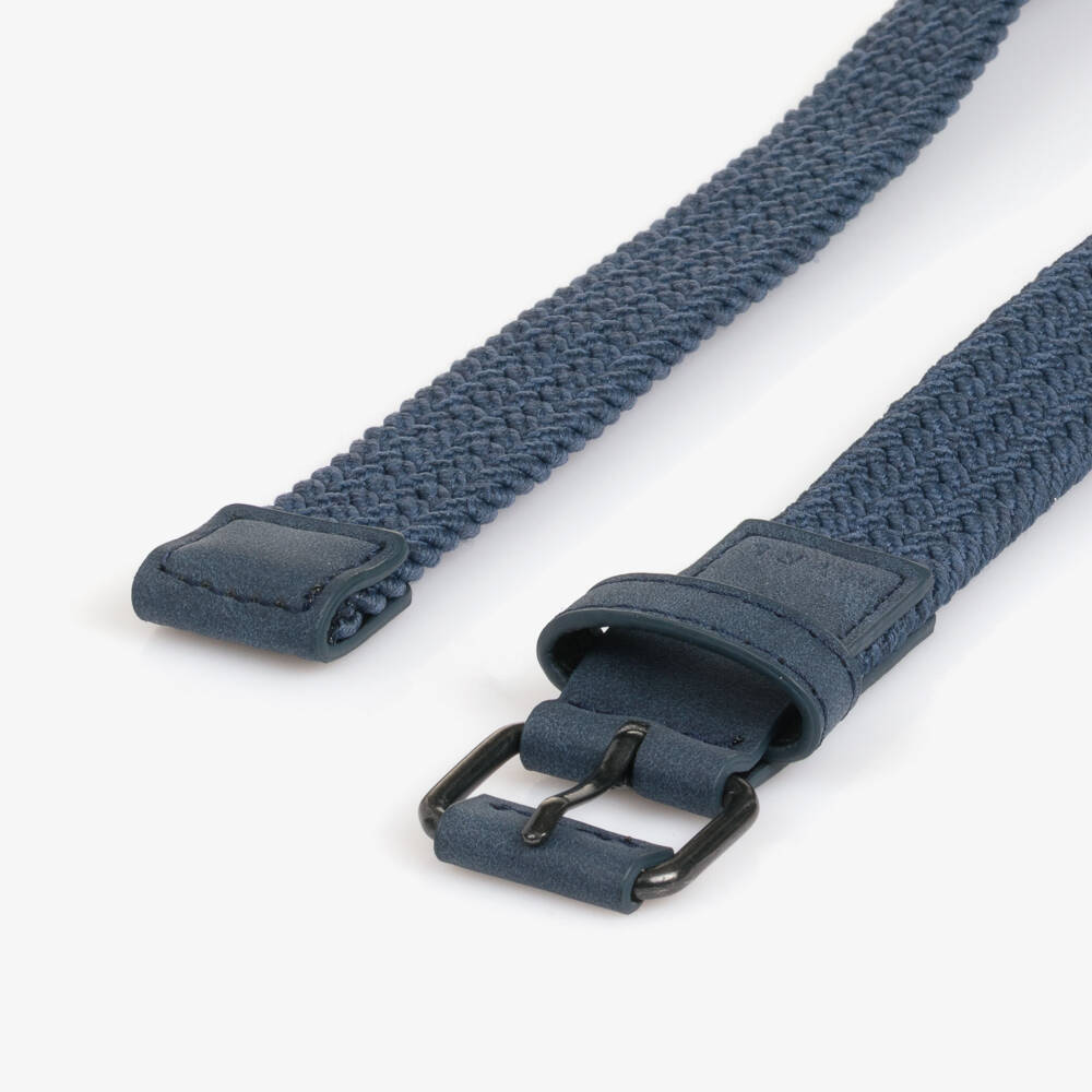 Mayoral-Boys Navy Blue Plaited Buckle Belt | Childrensalon