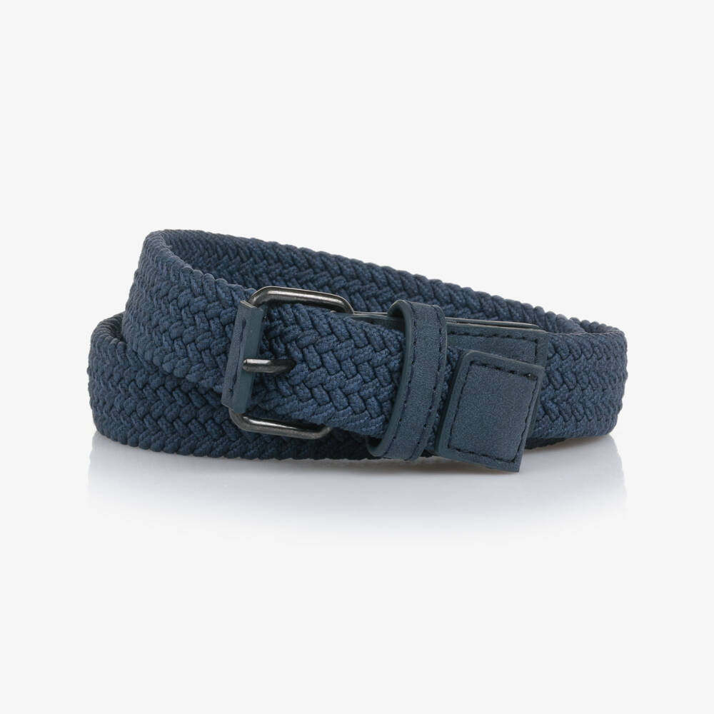 Mayoral-Boys Navy Blue Plaited Buckle Belt | Childrensalon