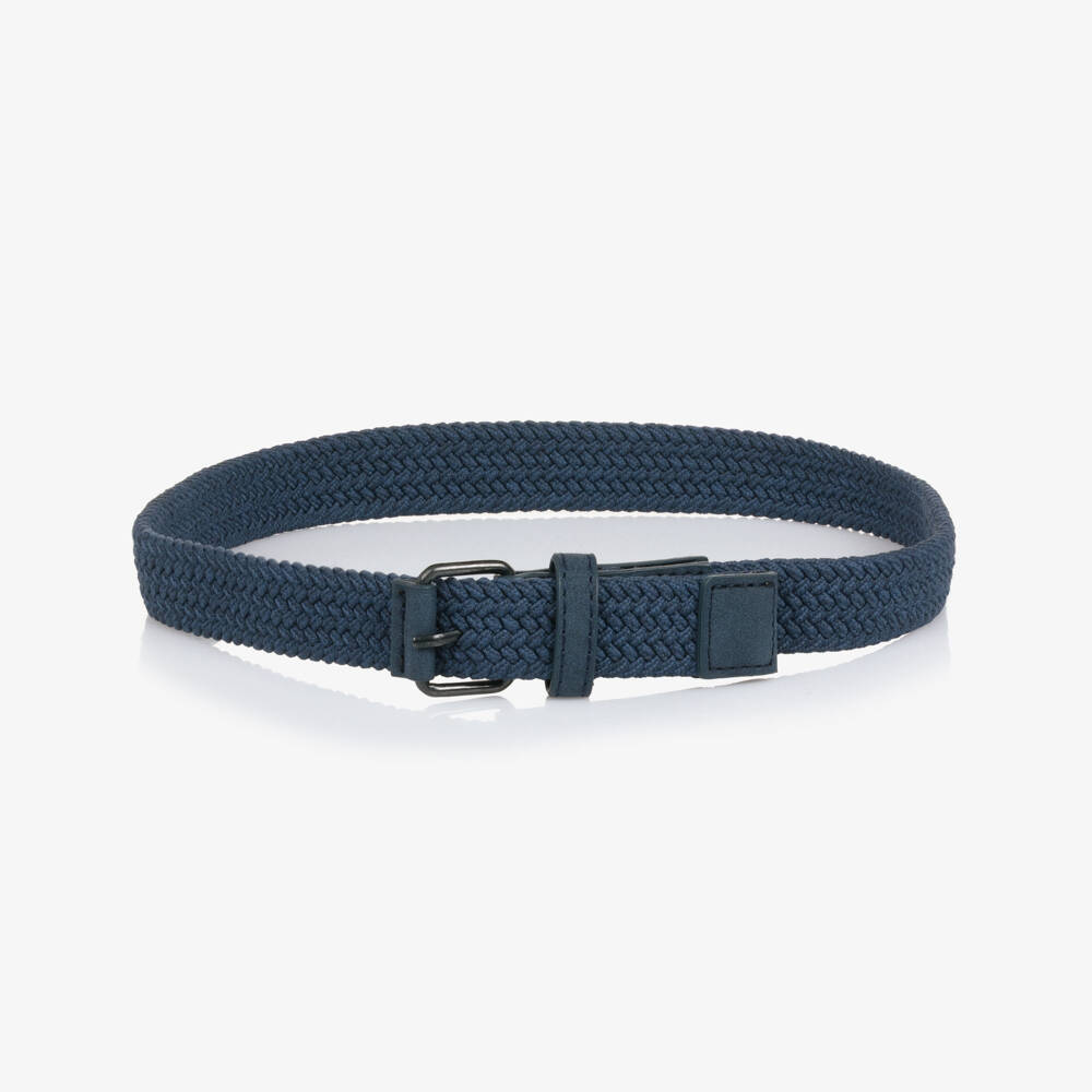 Mayoral-Boys Navy Blue Plaited Buckle Belt | Childrensalon