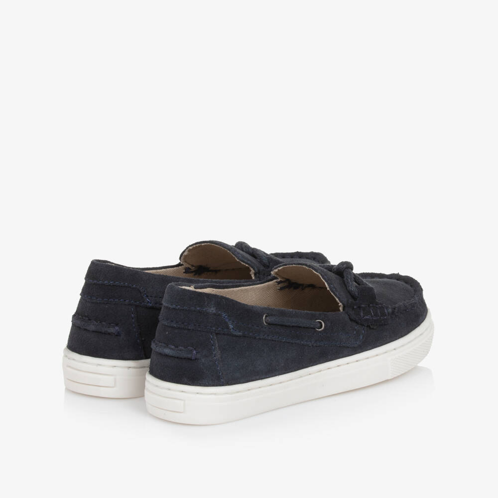 Mayoral-Boys Navy Blue Suede Leather Loafers | Childrensalon