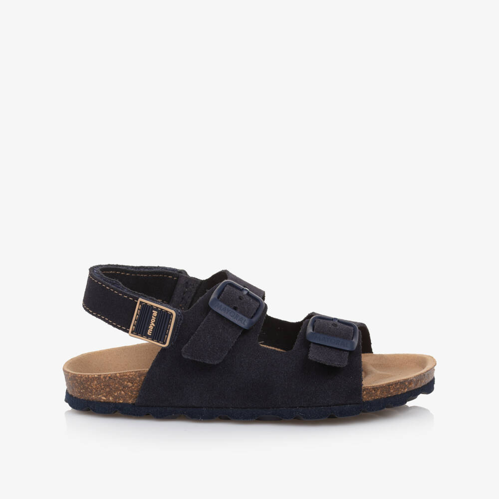 Mayoral-Boys Navy Blue Suede Leather Sandals | Childrensalon