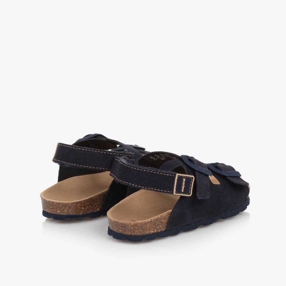 Mayoral-Boys Navy Blue Suede Leather Sandals | Childrensalon