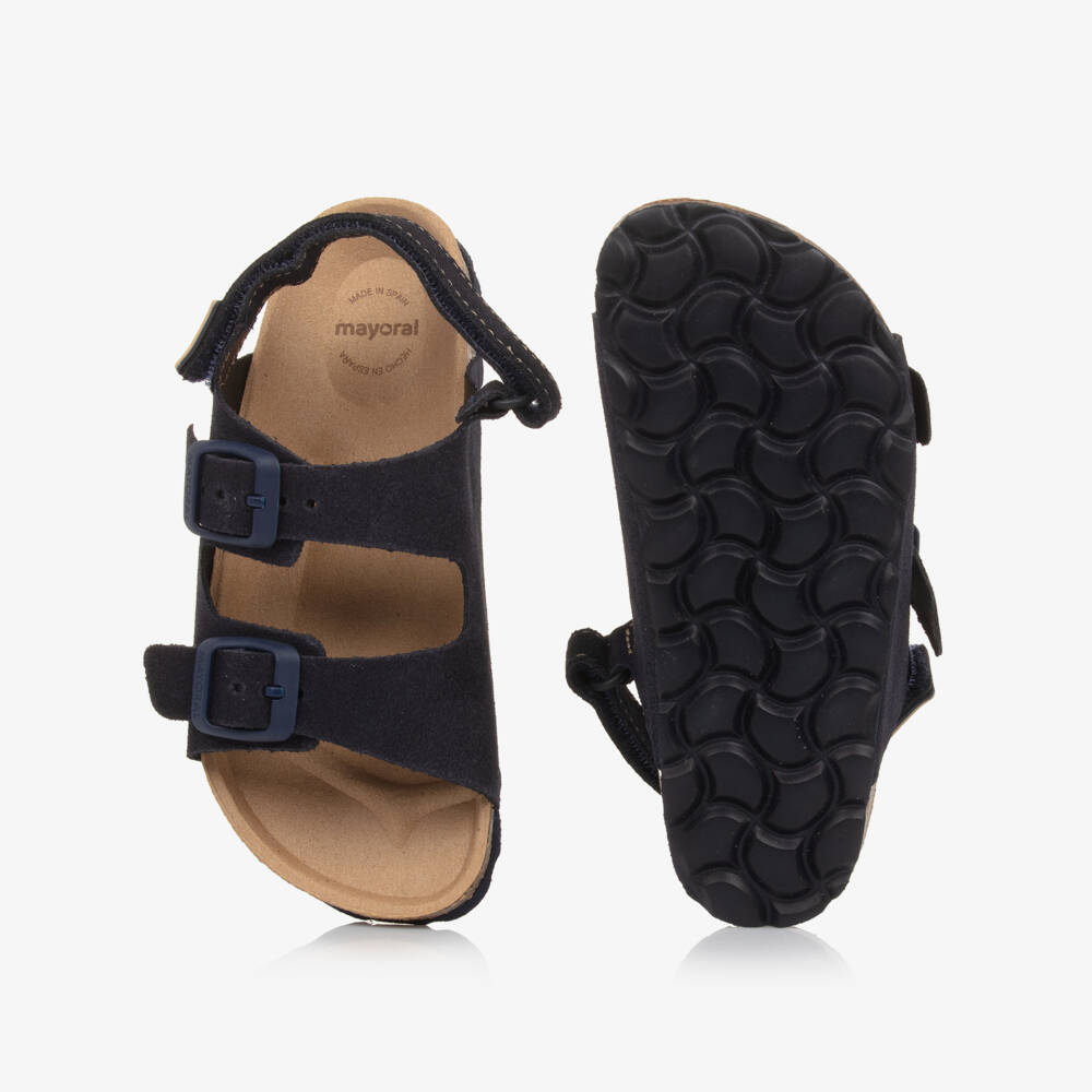 Mayoral-Boys Navy Blue Suede Leather Sandals | Childrensalon