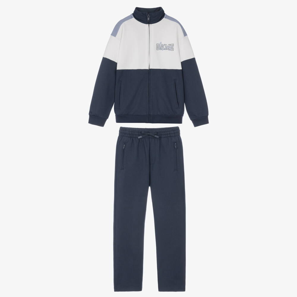 Mayoral Nukutavake-Boys Navy Blue & White Colourblock Tracksuit | Childrensalon