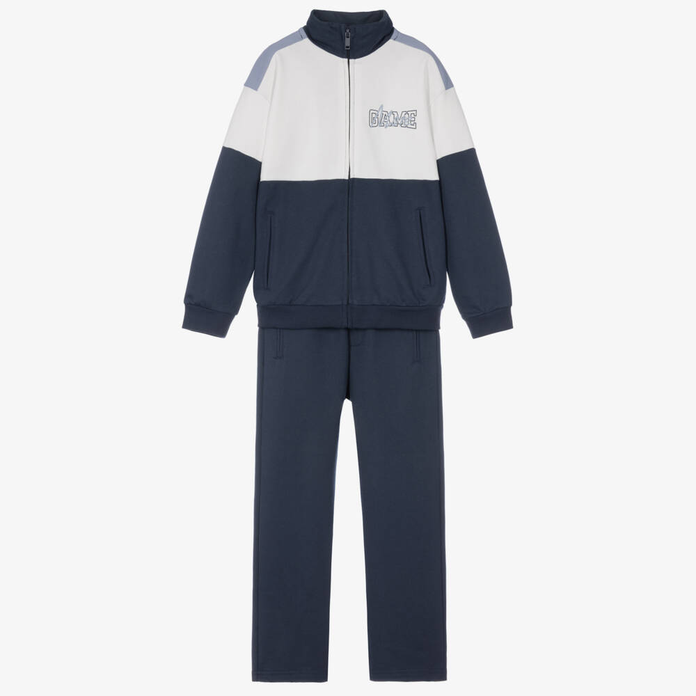 Mayoral Nukutavake-Boys Navy Blue & White Colourblock Tracksuit | Childrensalon