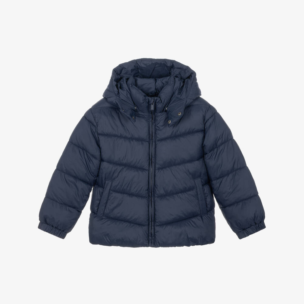 Mayoral-Boys Navy Puffer Jacket with Detachable Hood | Childrensalon
