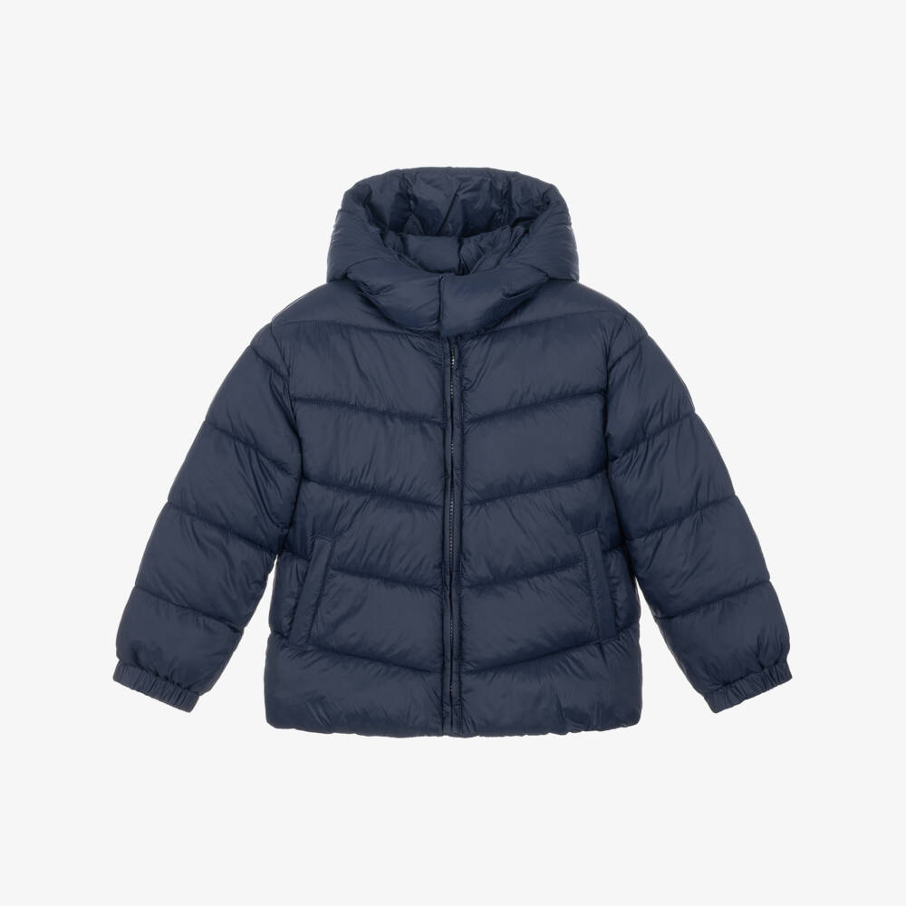 Mayoral-Boys Navy Puffer Jacket with Detachable Hood | Childrensalon