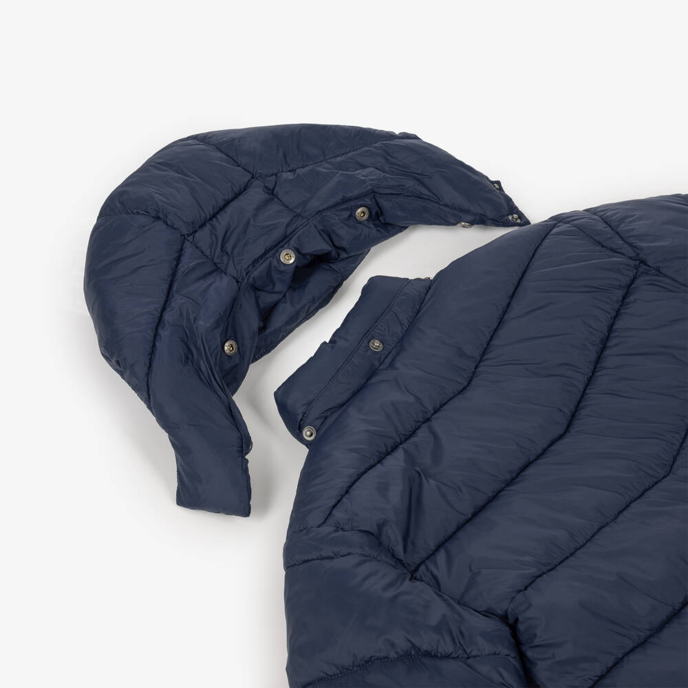 Mayoral-Boys Navy Puffer Jacket with Detachable Hood | Childrensalon