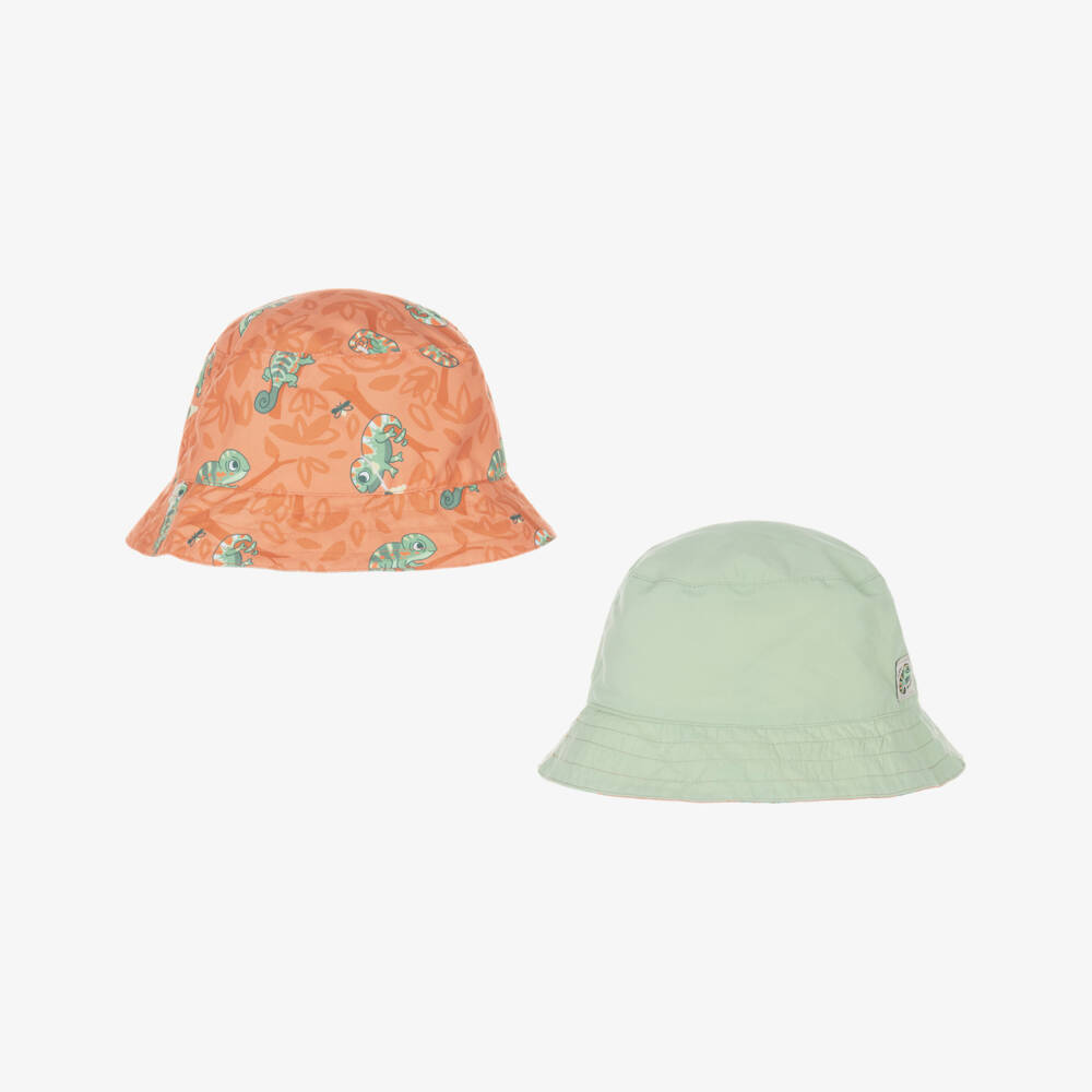 Mayoral-Boys Orange Chameleon Swim Shorts & Hat Set | Childrensalon