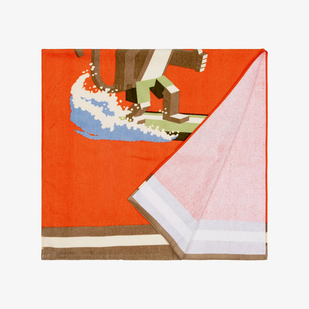Mayoral-Boys Orange Cotton Gaming Style Surfing Monkey Towel (150cm) | Childrensalon