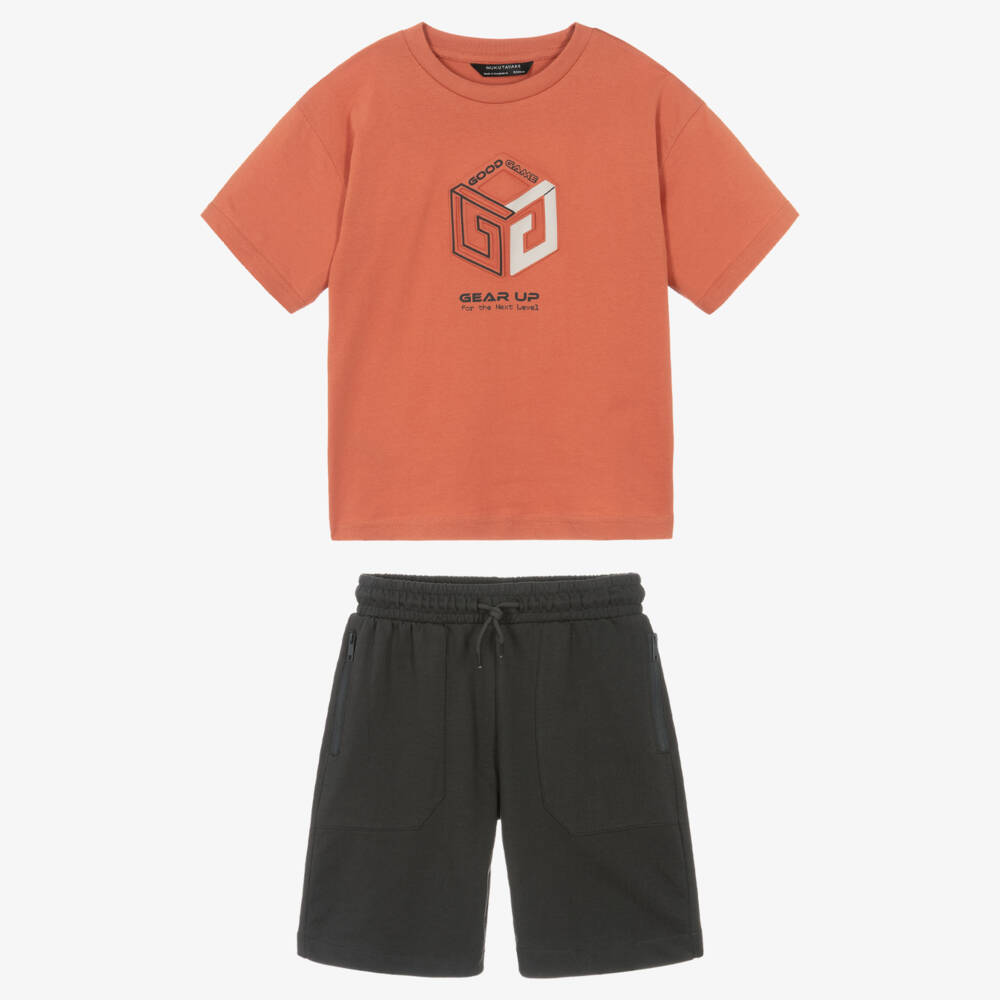 Mayoral Нукутаваке-Boys Orange Gaming Graphic Cotton Shorts Set with Zip Pockets | Childrensalon