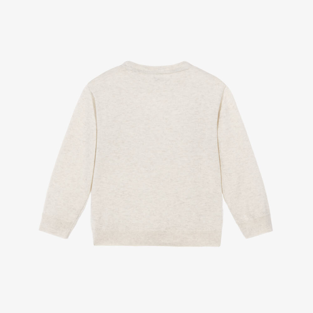 Mayoral-Boys Pale Beige Cotton Sweater | Childrensalon