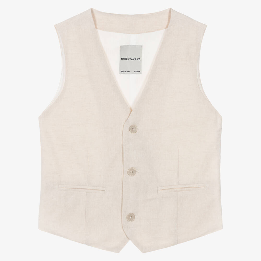 Mayoral Нукутаваке-Жилет светло-бежевый из хлопка для мальчиков | Childrensalon