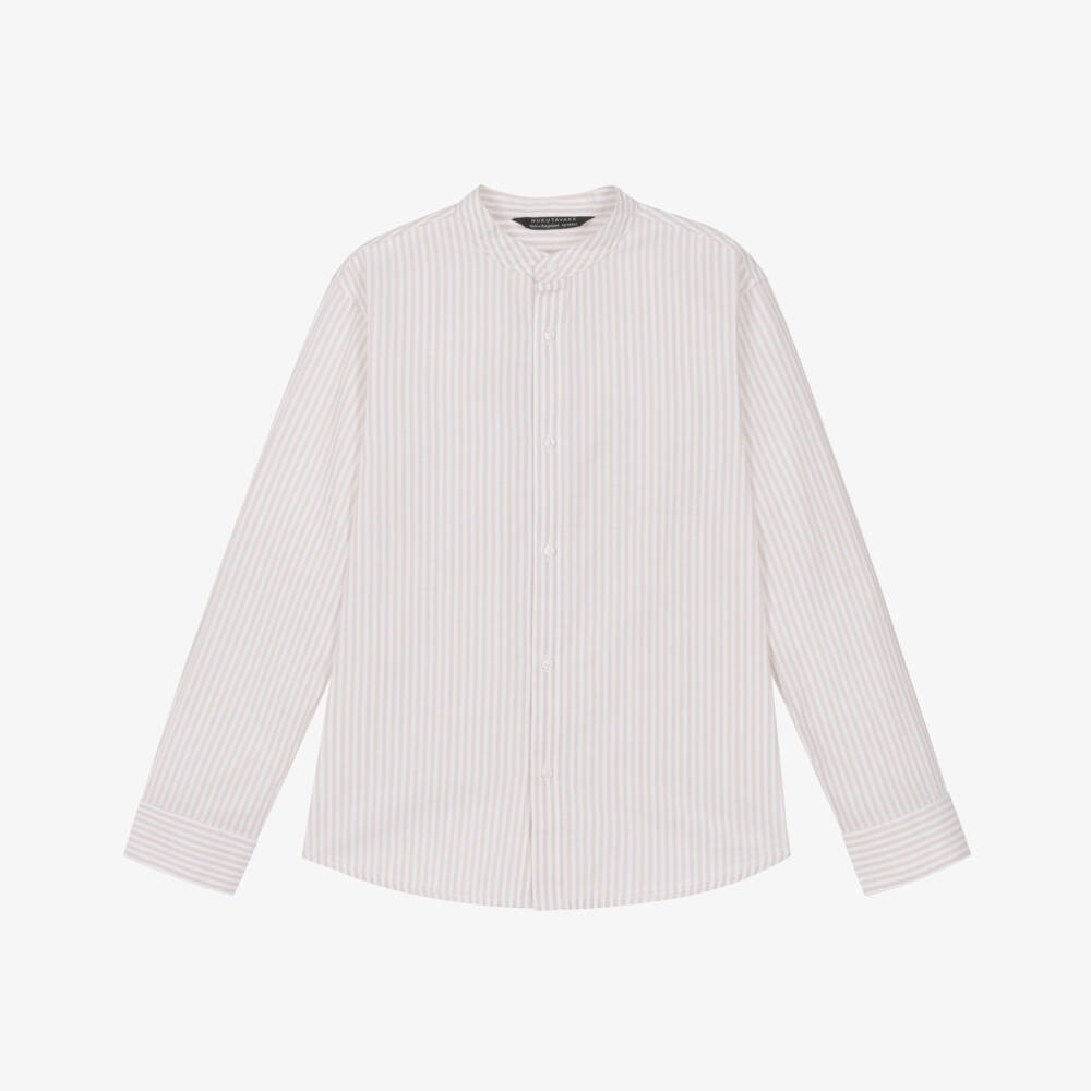 Mayoral Нукутаваке-Рубашка бежевая из полосатого хлопка для мальчиков | Childrensalon