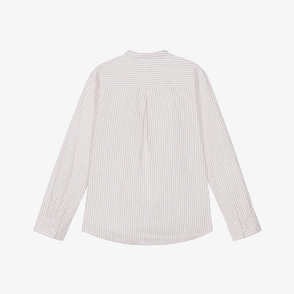 Mayoral Нукутаваке-Рубашка бежевая из полосатого хлопка для мальчиков | Childrensalon