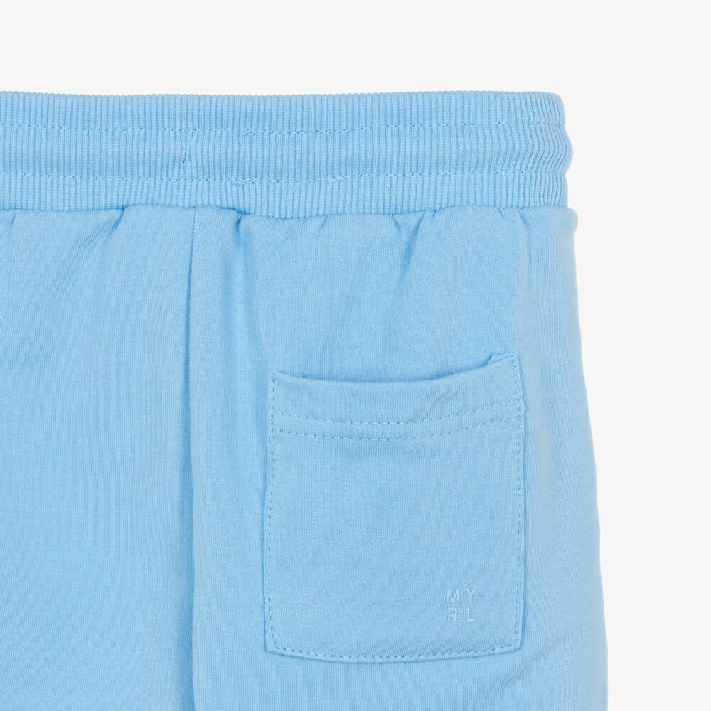 Mayoral-Boys Pale Blue Cotton Jersey Drawstring Shorts | Childrensalon