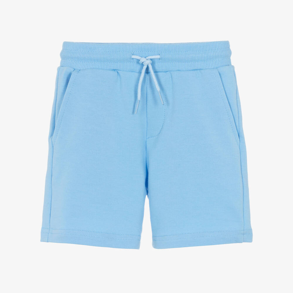 Mayoral-Boys Pale Blue Cotton Jersey Drawstring Shorts | Childrensalon
