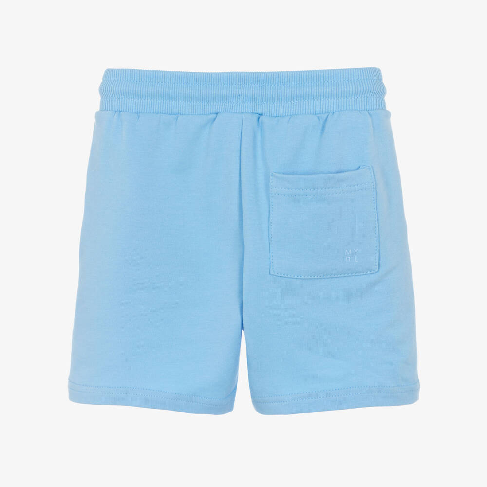 Mayoral-Boys Pale Blue Cotton Jersey Drawstring Shorts | Childrensalon