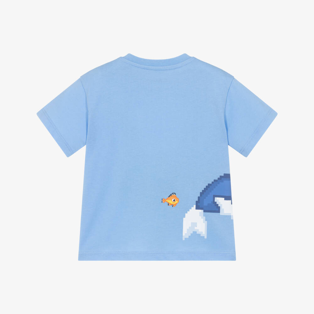 Mayoral-Boys Pale Blue Cotton Shark T-Shirt | Childrensalon