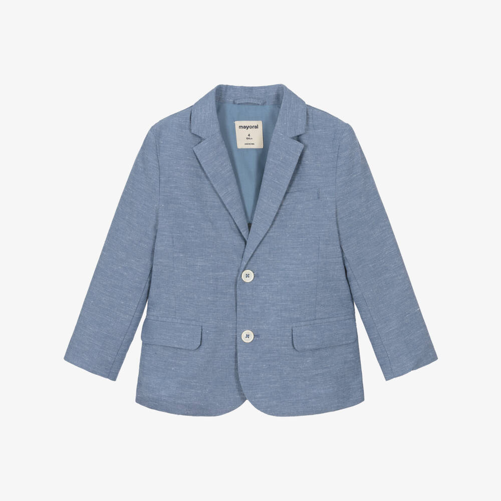 Mayoral-Boys Pale Blue Slubbed Blazer | Childrensalon