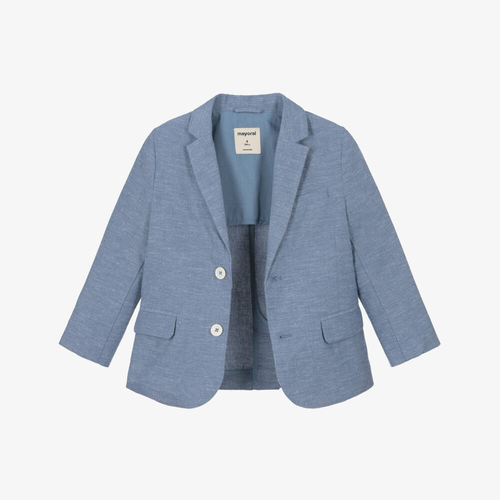 Mayoral-Boys Pale Blue Slubbed Blazer | Childrensalon
