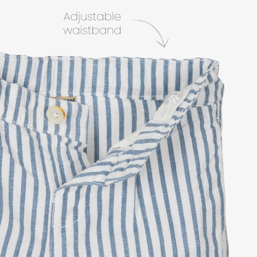 Mayoral-Boys Pale Blue Striped Shirt & Shorts Set | Childrensalon
