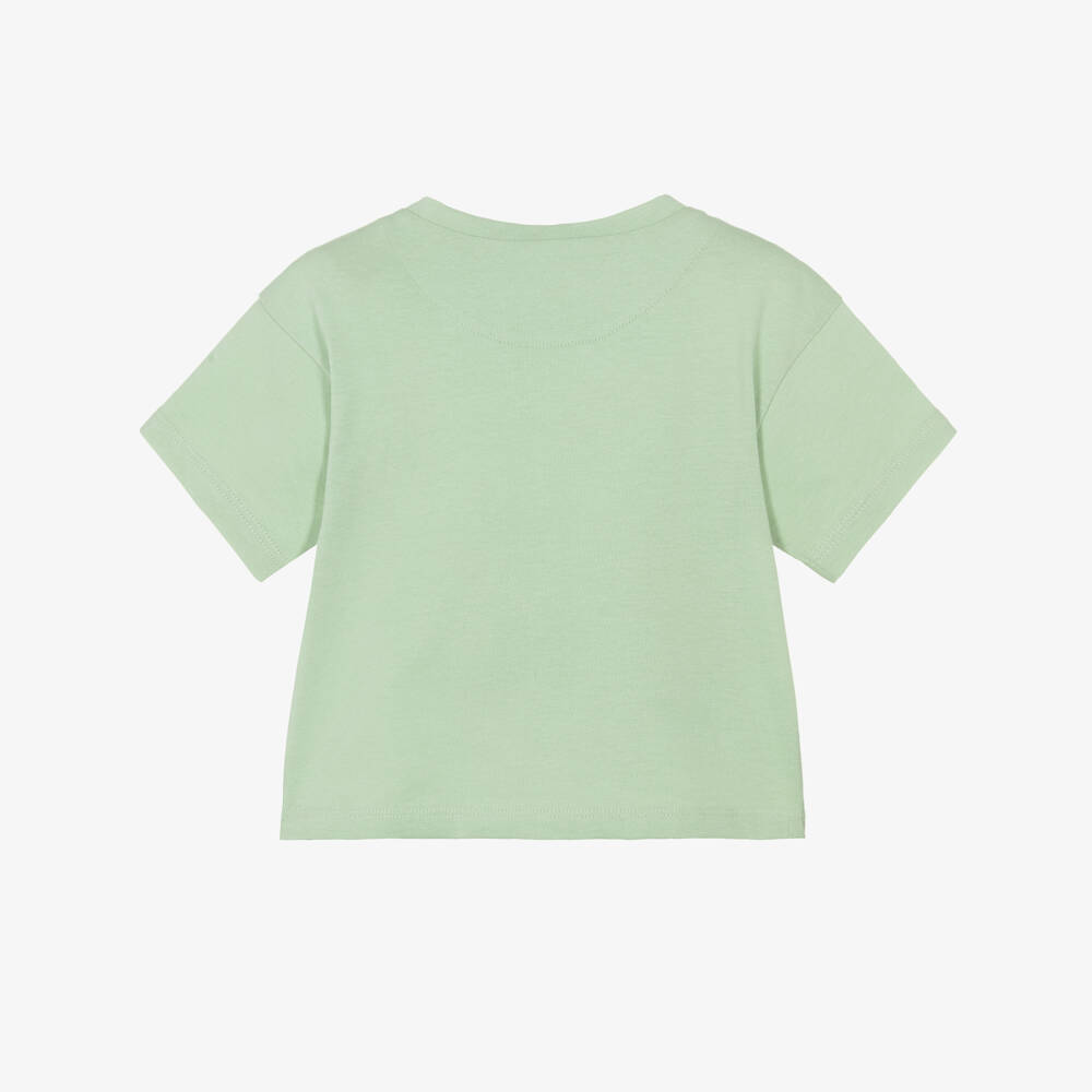 Mayoral-Boys Pale Green Cotton T-Shirt with Car Pocket | Childrensalon