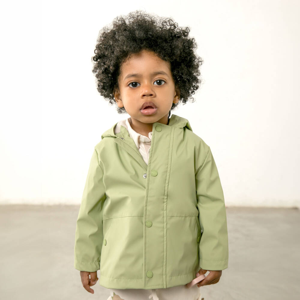 Mayoral-Boys Pale Green Hooded Raincoat | Childrensalon