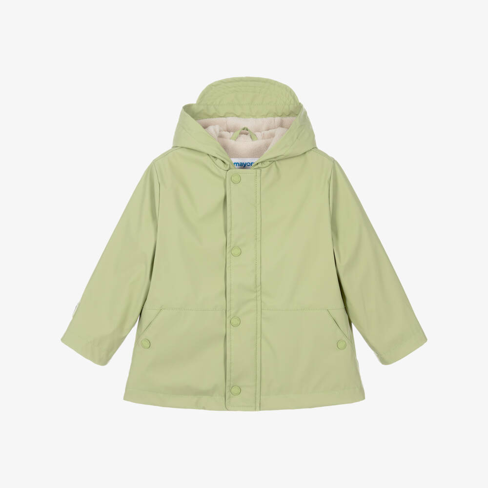 Mayoral-Boys Pale Green Hooded Raincoat | Childrensalon