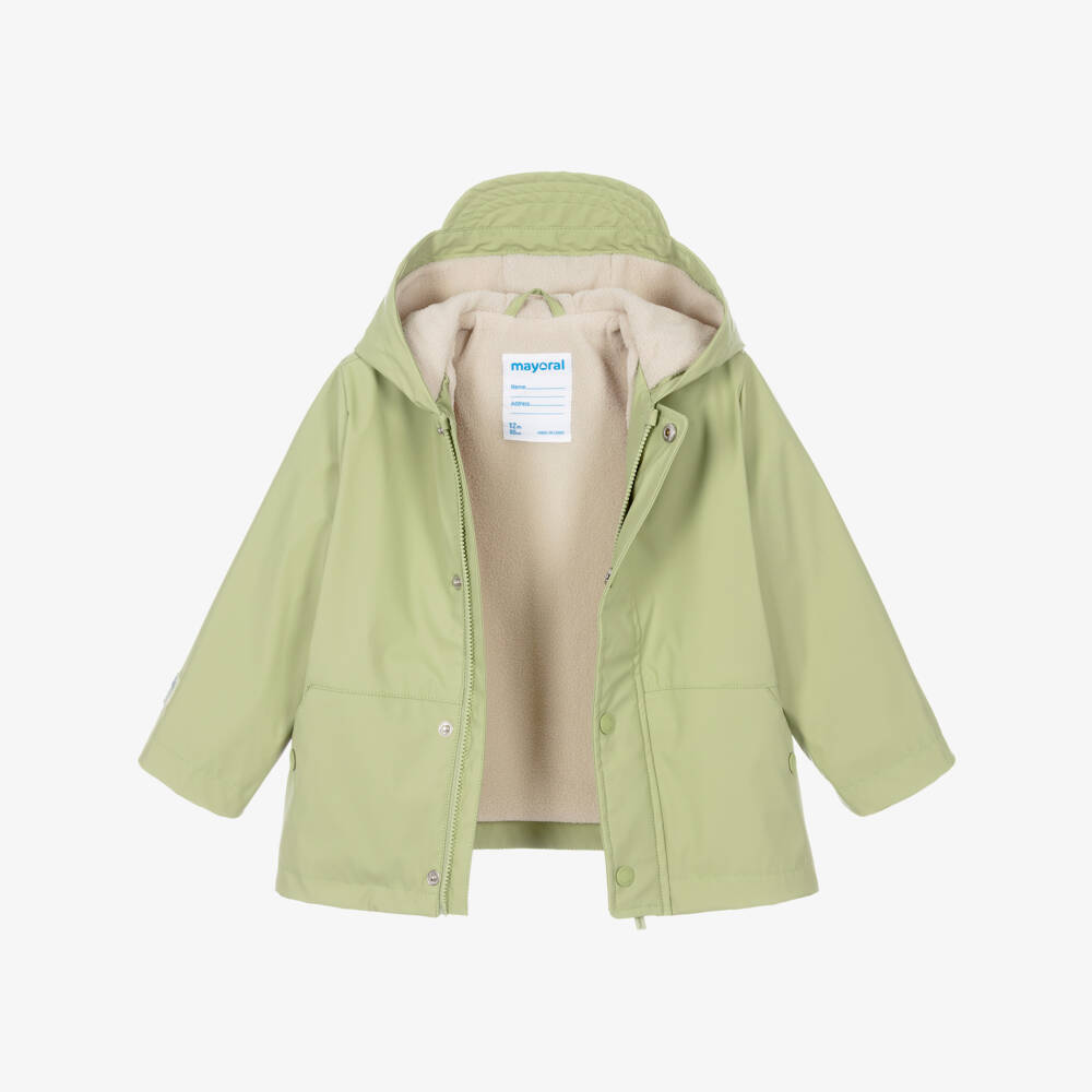 Mayoral-Boys Pale Green Hooded Raincoat | Childrensalon