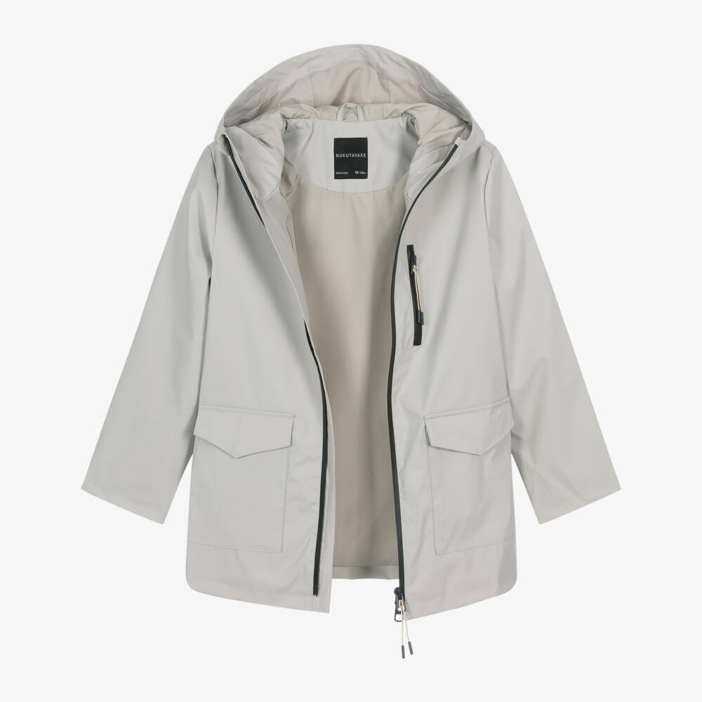 Mayoral Nukutavake-Boys Pale Grey Hooded Raincoat | Childrensalon