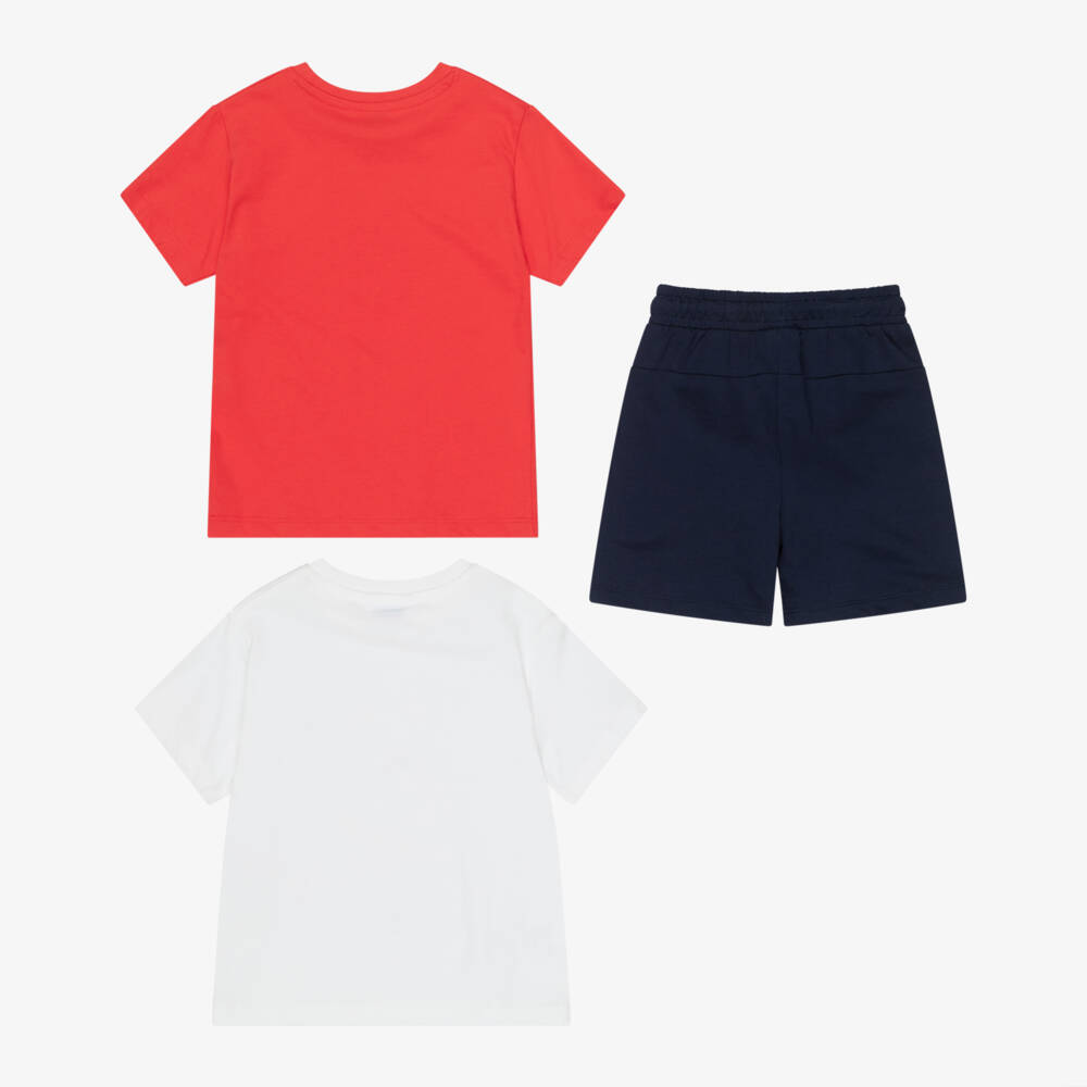 Mayoral-Boys Red & Blue Cotton Shorts Set with Skateboarding Print | Childrensalon