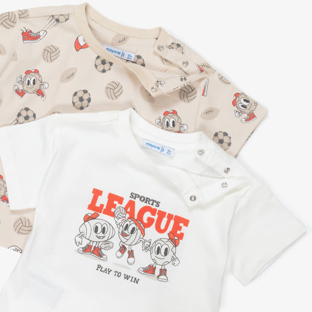 Mayoral-Boys Red Cotton Jersey Shorts Set with Sports Balls Print | Childrensalon