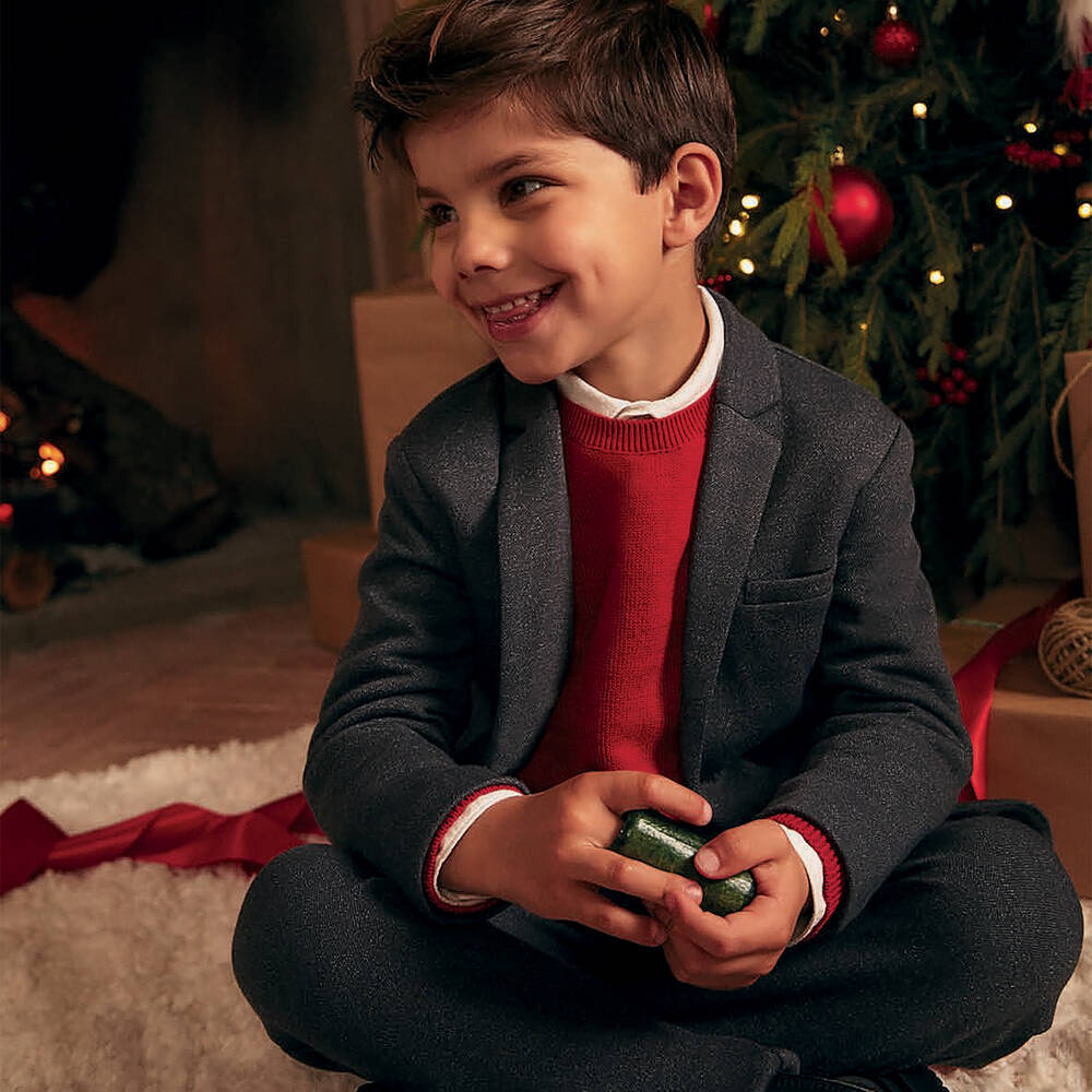 Mayoral-Boys Red Cotton Knit Sweater | Childrensalon