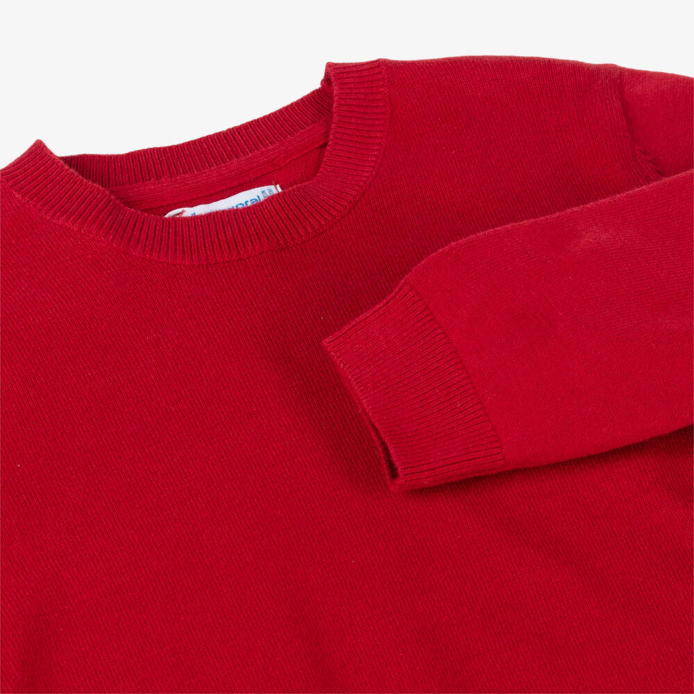 Mayoral-Boys Red Cotton Knit Sweater | Childrensalon