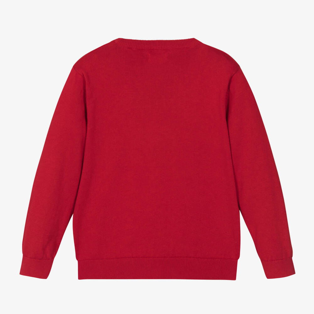 Mayoral-Boys Red Cotton Knit Sweater | Childrensalon