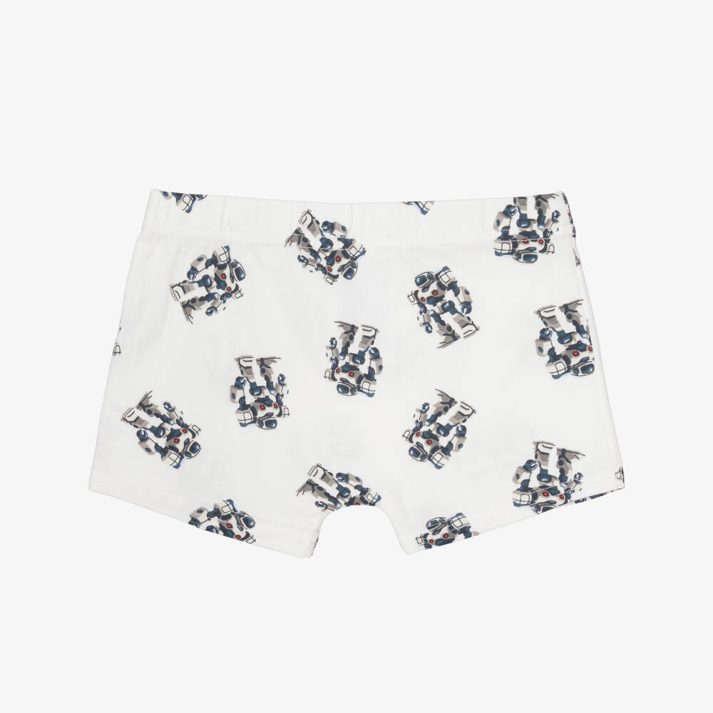 Mayoral-Boys Red Cotton Stripe & Robot Boxer Shorts (3 Pack) | Childrensalon