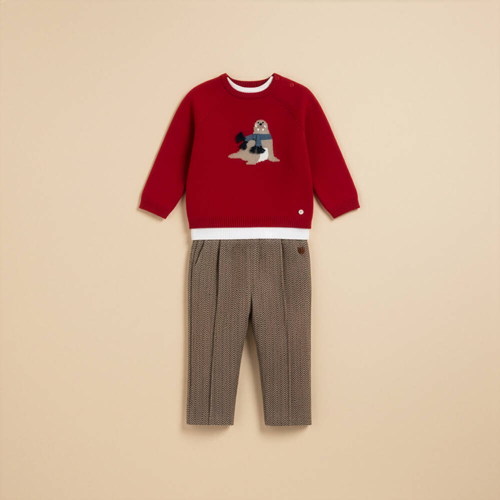 Mayoral-Boys Red Cotton & Wool Walrus Sweater | Childrensalon