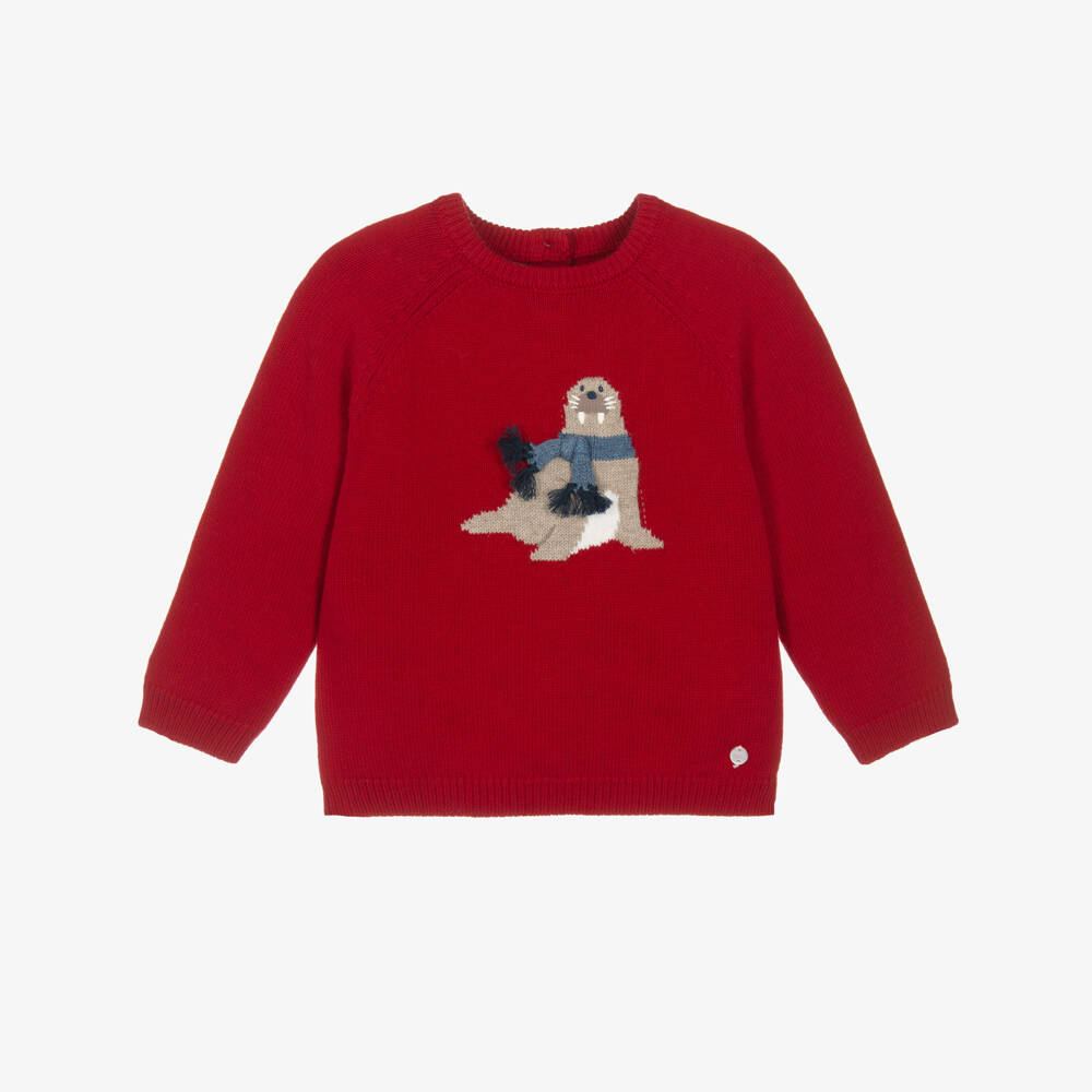 Mayoral-Boys Red Cotton & Wool Walrus Sweater | Childrensalon