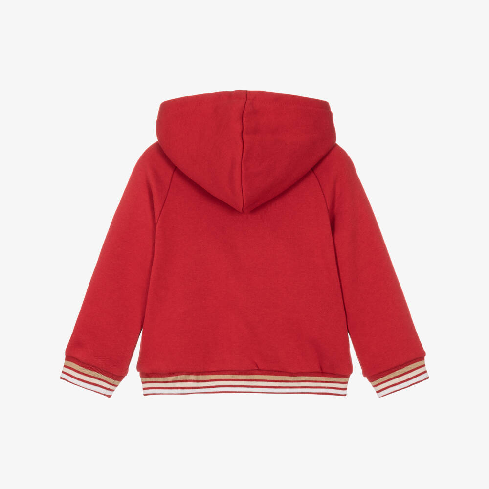 Mayoral-Boys Red Jersey Dog Print Hoodie | Childrensalon