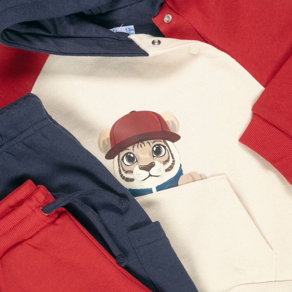 Mayoral-Boys Red & Navy Blue Tiger Print Tracksuit Set | Childrensalon