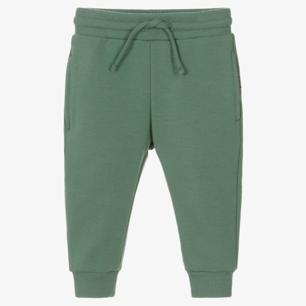 Mayoral-Boys Sage Green Cotton Jersey Drawstring Joggers | Childrensalon
