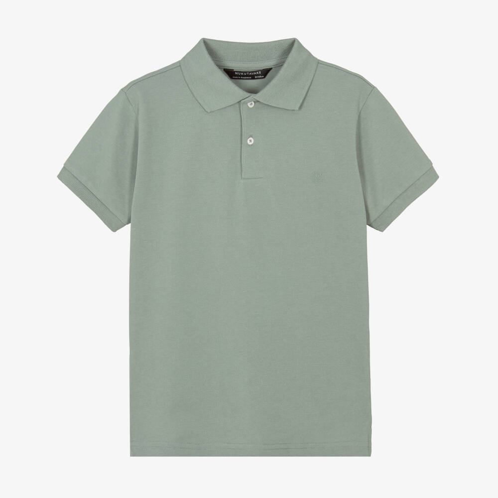 Mayoral Nukutavake-Boys Sage Green Cotton Piqué Polo Shirt | Childrensalon