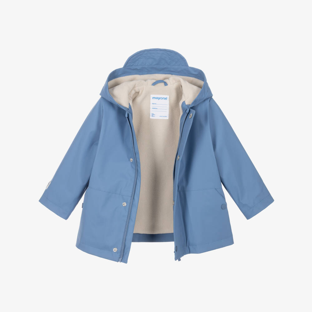 Mayoral-Boys Sky Blue Hooded Raincoat | Childrensalon