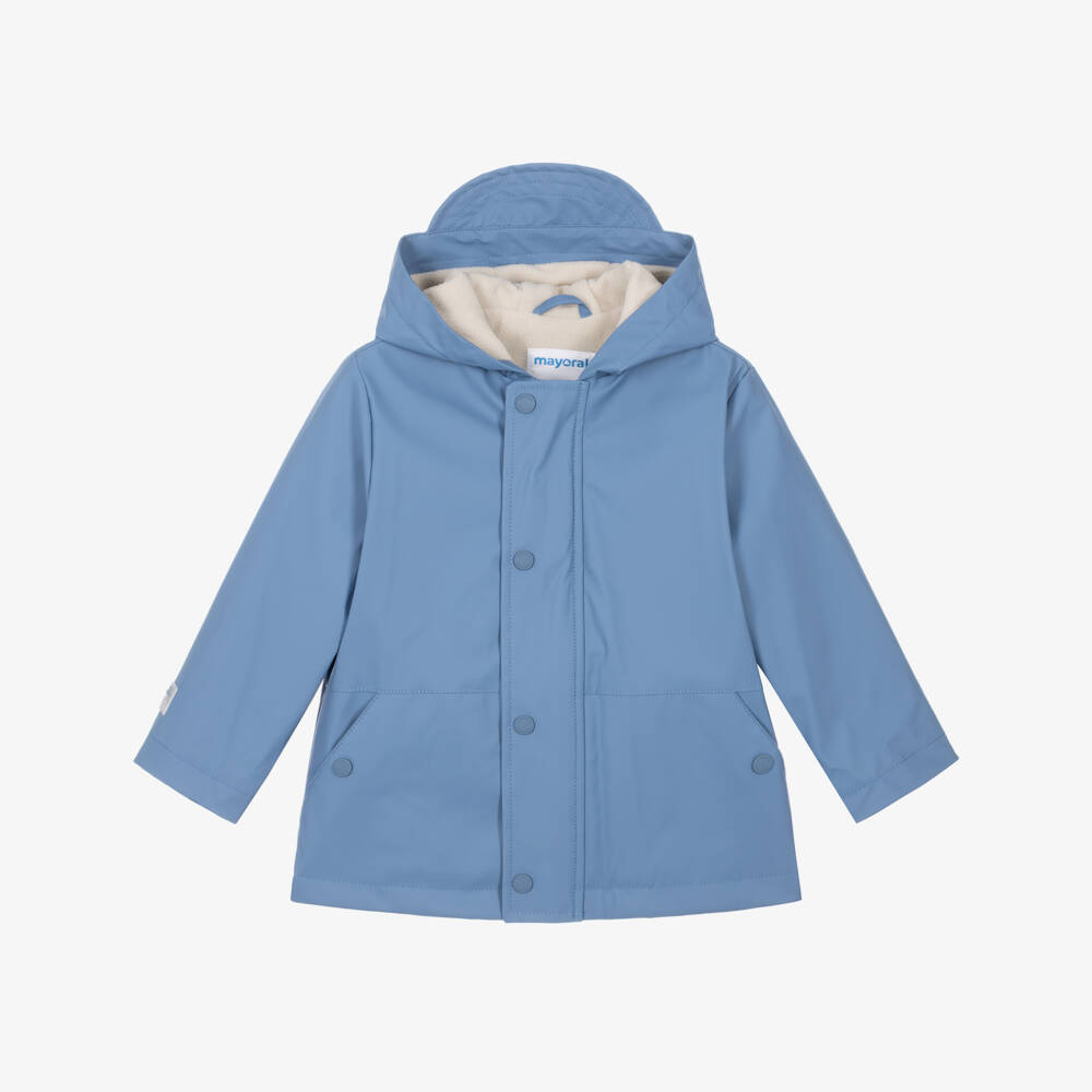 Mayoral-Boys Sky Blue Hooded Raincoat | Childrensalon